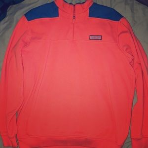 Vineyard vines 1/4 zip pullover. Salmon and blue